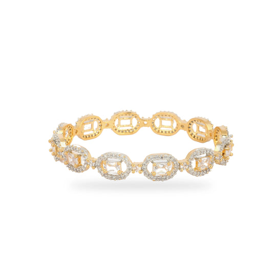 Rectangular Diamond Gold Plated Bangles - Rukhmani