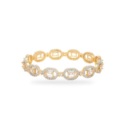 Rectangular Diamond Gold Plated Bangles - Rukhmani