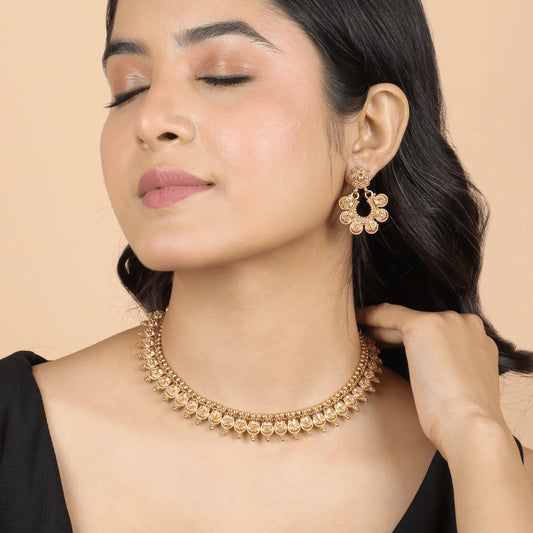 Traditional South Indian Temple Necklace with Earrings