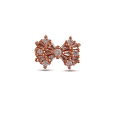 Fancy Design Bow Diamond Rose Gold Plated Earrings - Rukhmani