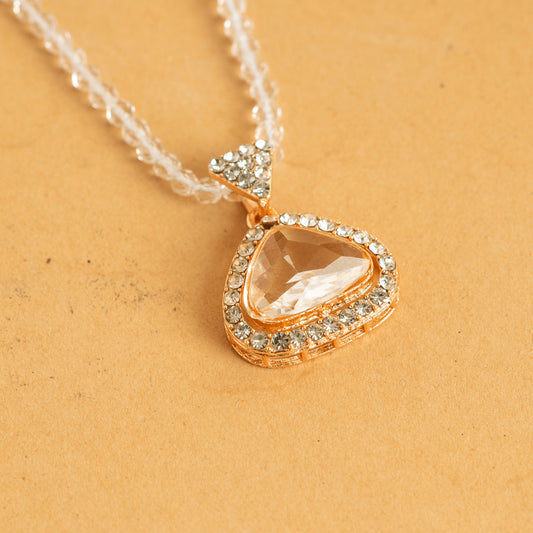 Rose Gold Cinnamon Diamond Pendant Necklace Set With Earrings