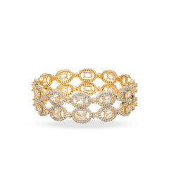 Rectangular Diamond Gold Plated Bangles - Rukhmani
