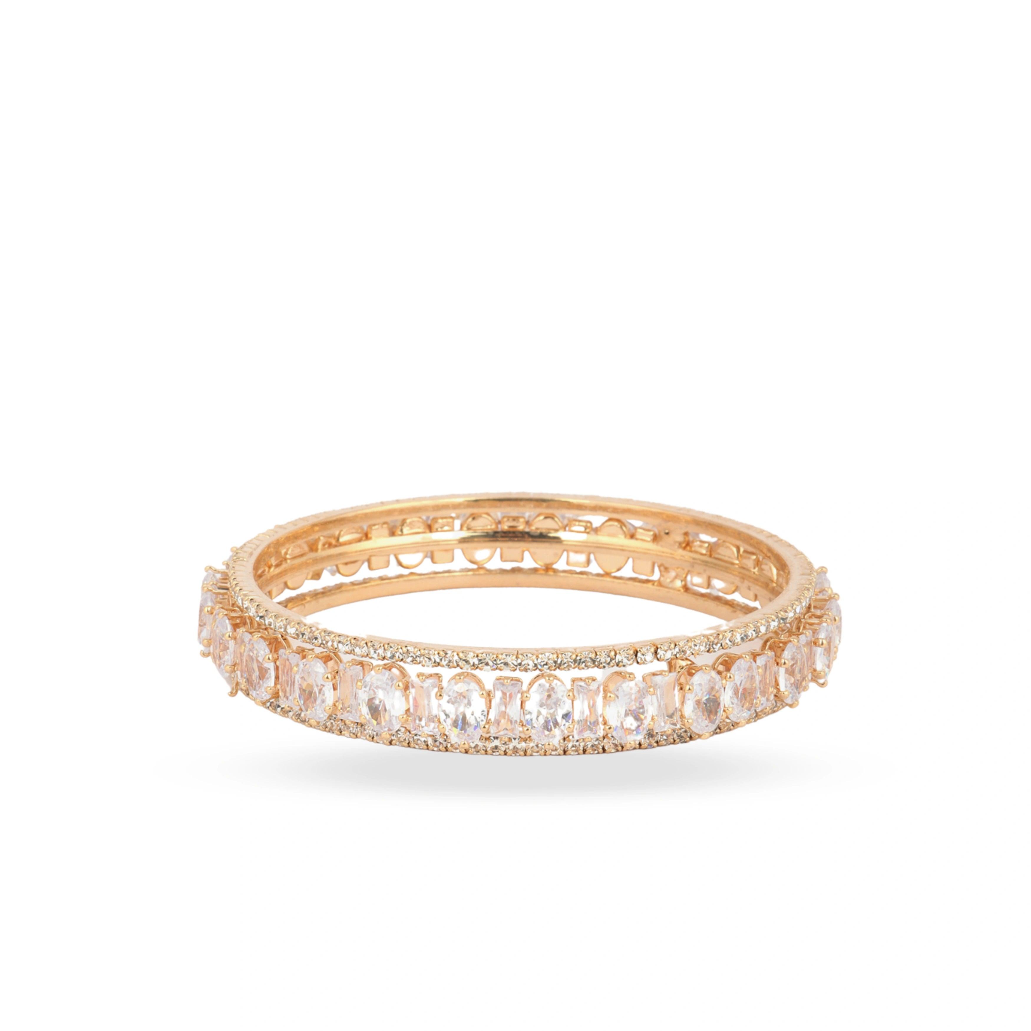 Designer Gold Plated Crystal Crush Diamond Bangles - Rukhmani