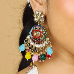 Rangamahal Moti Rajwadi Long Necklace With Earrings - Rukhmani