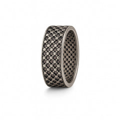 925 Sterling Silver Men’s Oxidized Ring | Rhodium Plated Woven Texture Band