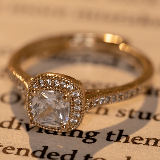 Gold Plated Aron Diamond with White Stone Rings