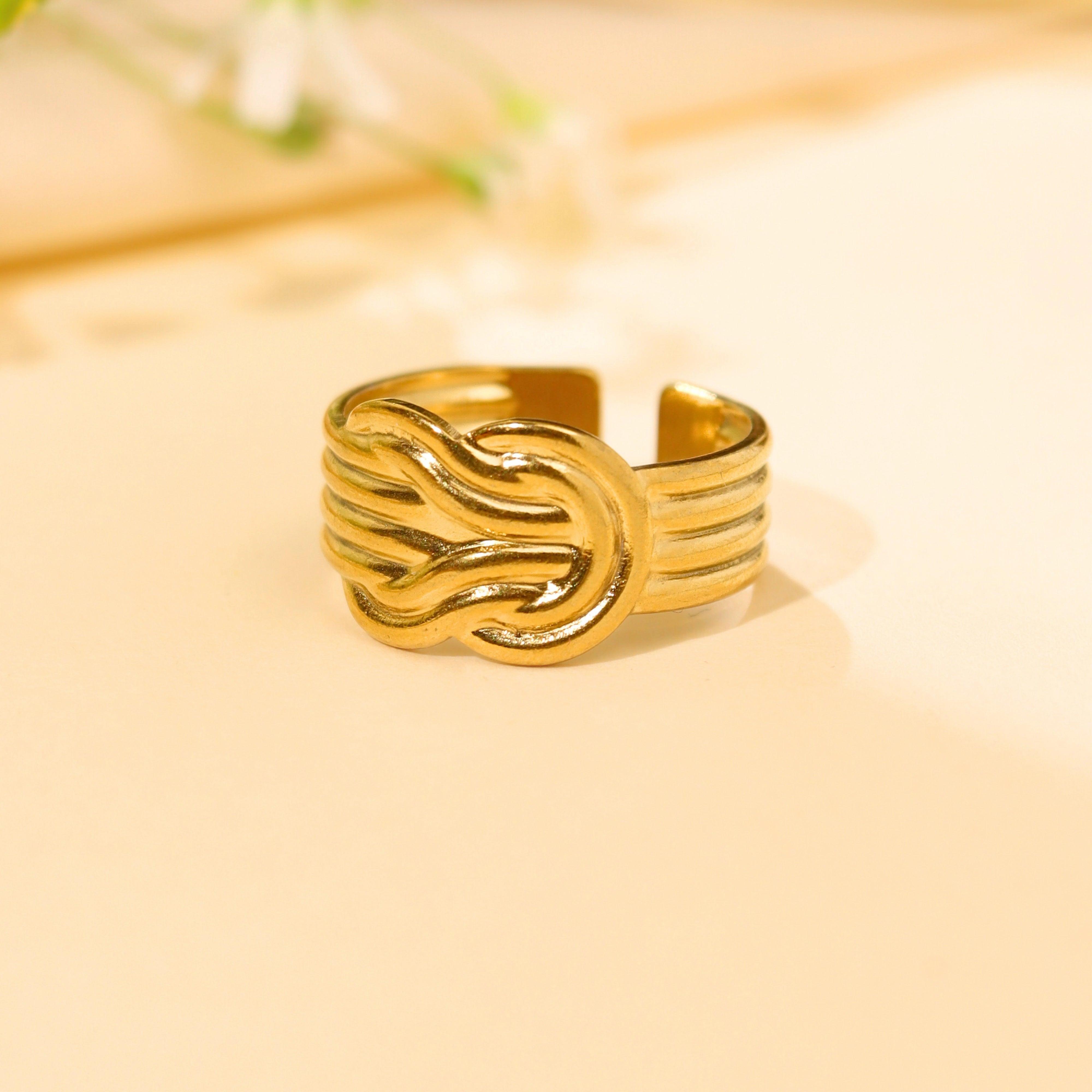 Adjustable Gold Plated Chunky Ring - Rukhmani