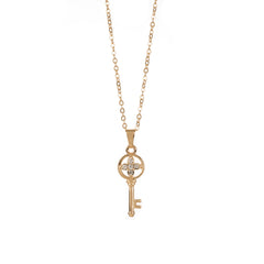Gold Plated Mini Key Diamond Design Chain Pendant