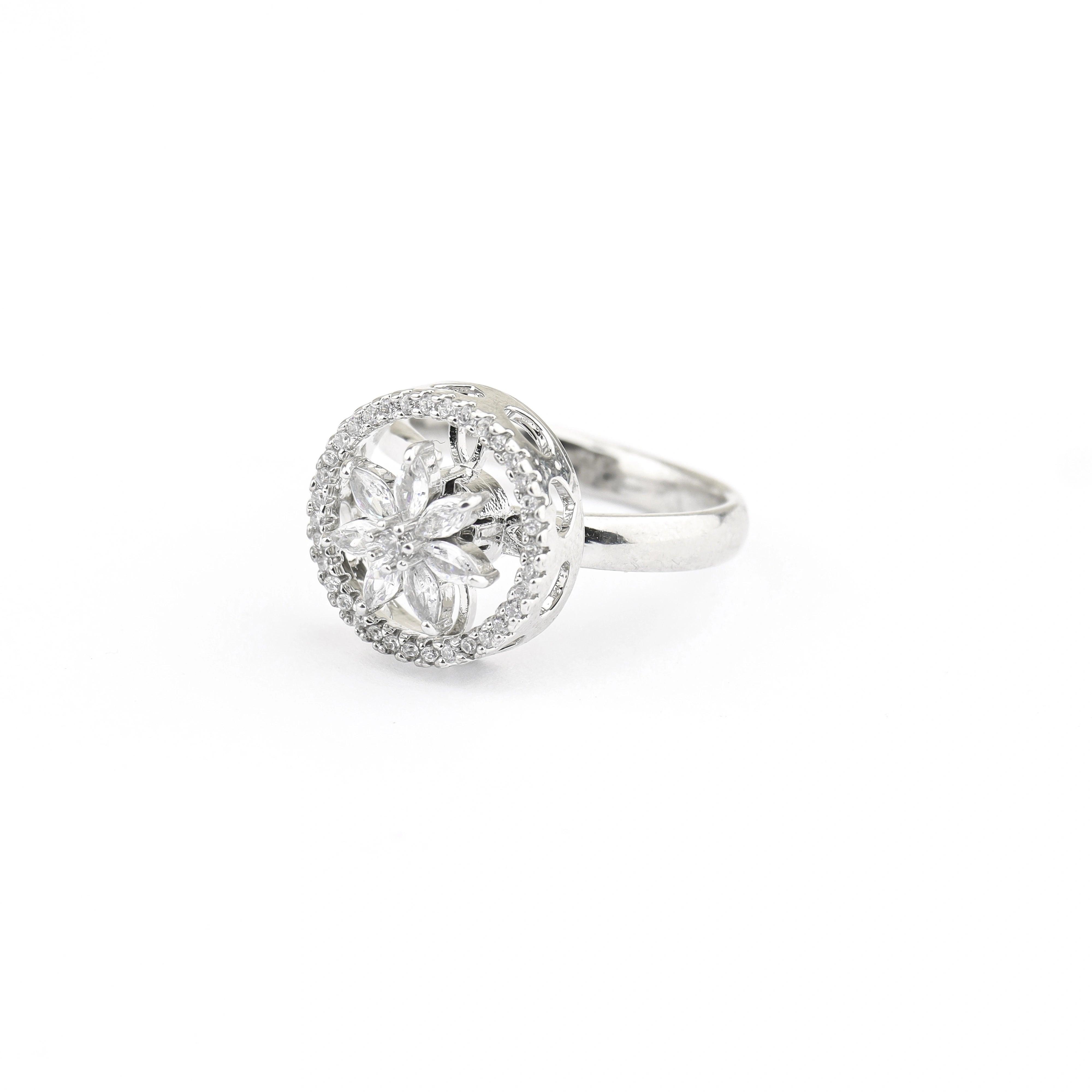 Spinning Flower Adjustable Diamond Ring - Rukhmani