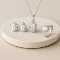 925 Sterling Silver Teardrop Radiance Jewellery Set