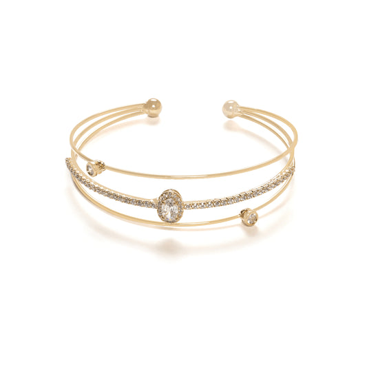 Adjustable gold plated layered diamond Bracelet