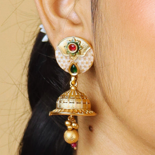 Rajwadi Minakari With Bids Necklace Including Earrings - Rukhmani