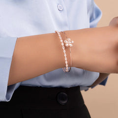 Adjustable unique rose gold Flower and diamond Bracelet - Rukhmani