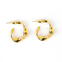 Gold Plated Fancy Twisted Hoops Earrings - Rukhmani