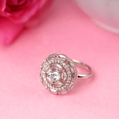 Latest Design Silver Plated Diamond Fancy Ring