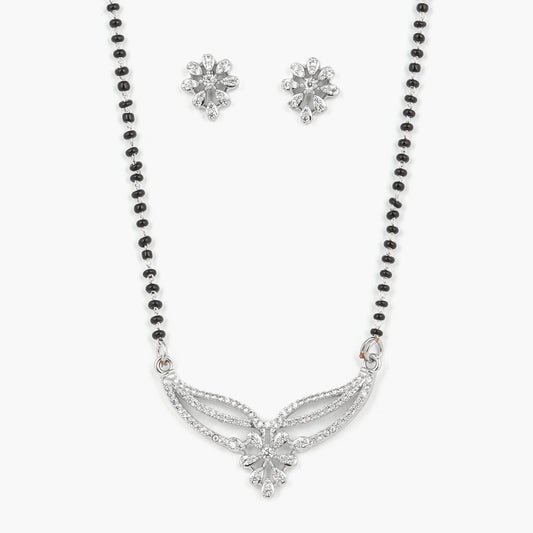 Fancy Silver Plated Platinum Diamond Mangalsutra - Rukhmani