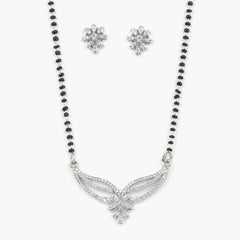 Fancy Silver Plated Platinum Diamond Mangalsutra - Rukhmani