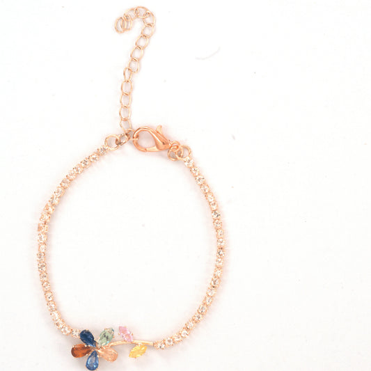 Fancy Design Colored Stone Rose Bracelet