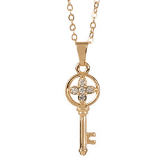 Gold Plated Mini Key Diamond Design Chain Pendant