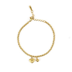 Gold Plated Mirror Chain With Heart Charms Anklet - Rukhmani