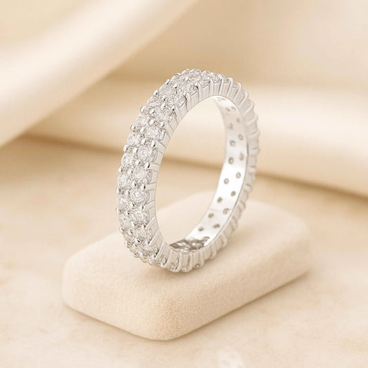 925 Sterling Silver Full Eternity Band with Micro Pave Zircon