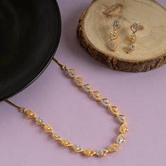 Set of heart shape chain unique necklace and earring - Rukhmani