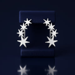 925 Sterling Silver Rhodium Plated Star Design Ear Cuffs
