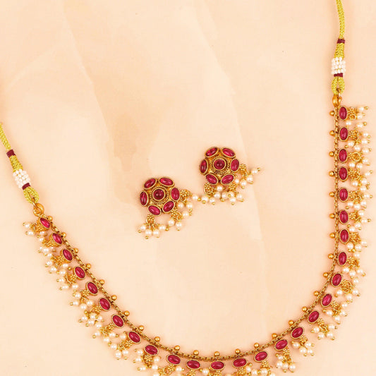 Authentic Maharashtrian Necklace with Earrings - Rukhmani