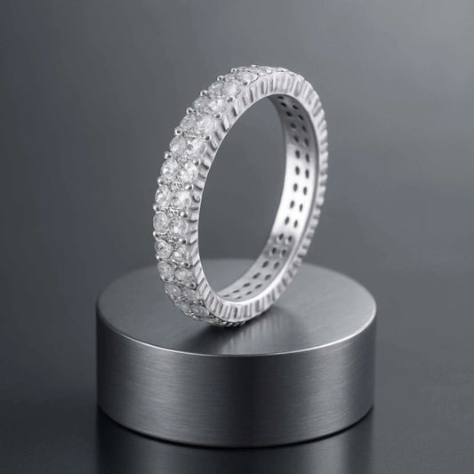 925 Sterling Silver Full Eternity Band with Micro Pave Zircon