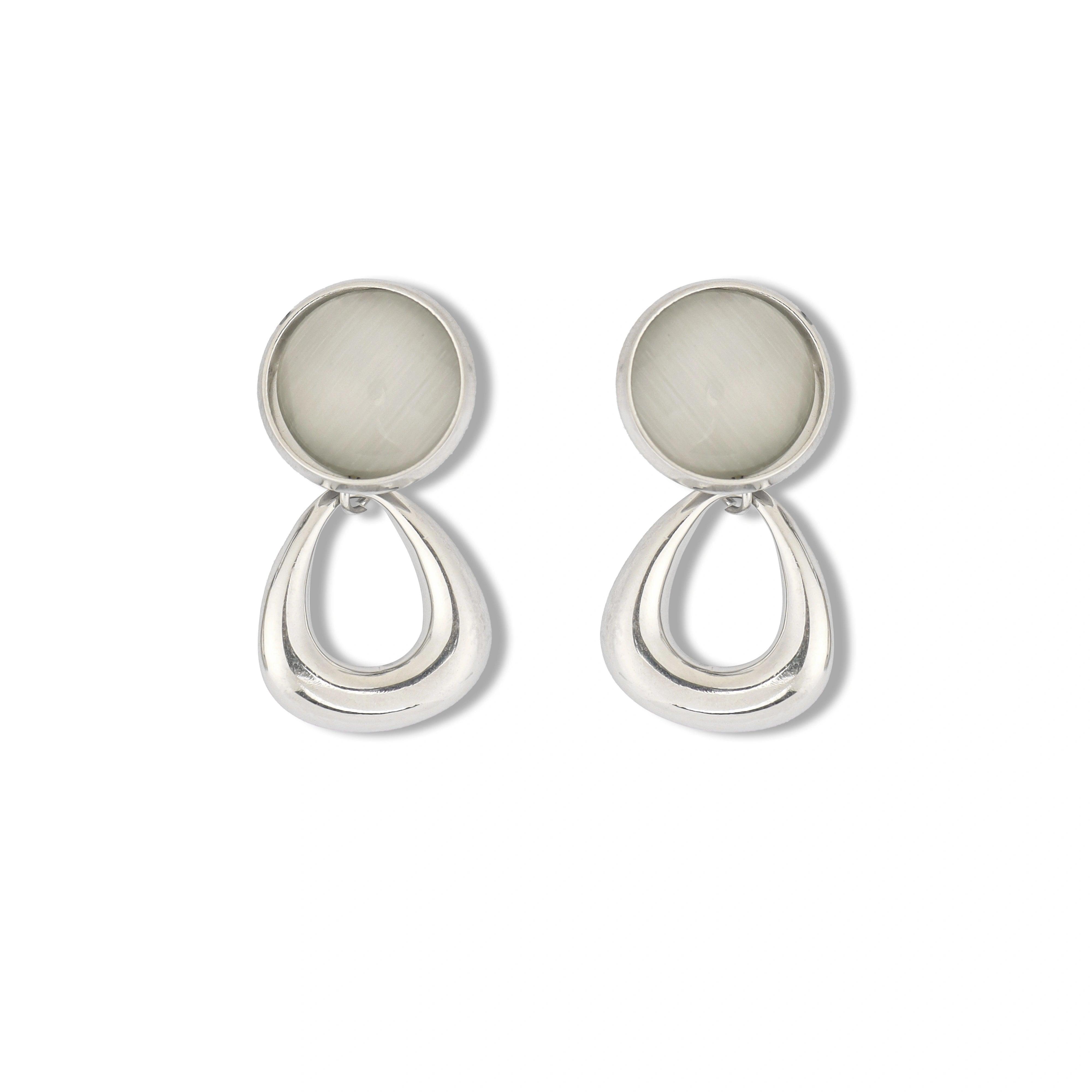Moonlit Silver Plated Drop Shape Earrings - Rukhmani
