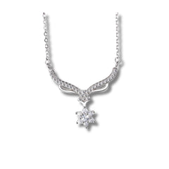 925 Sterling Silver Rhodium Plated Star Necklace with Cubic Zirconia Drop Pendant