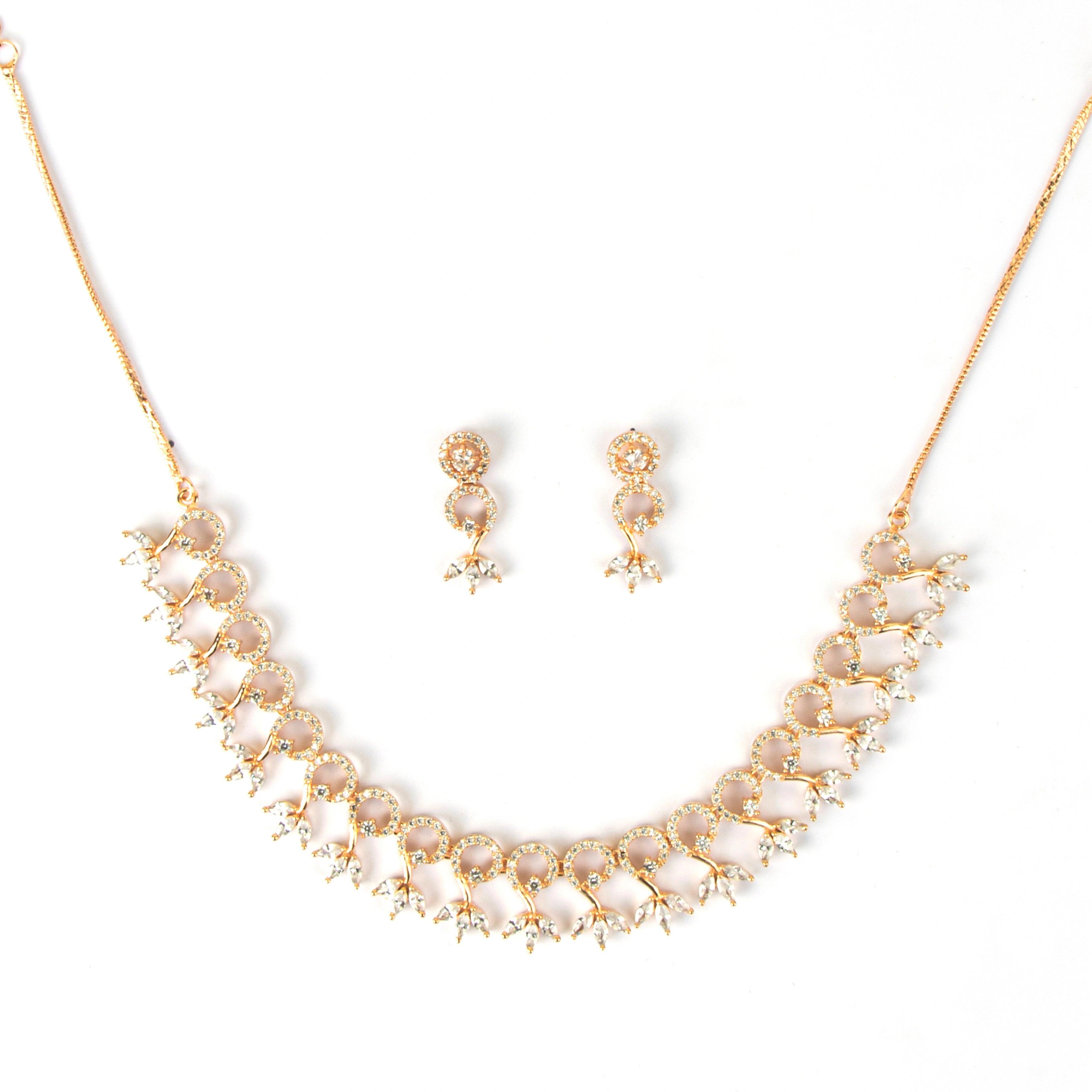 Rhythmic Diamond Necklace with Earrings - Rukhmani