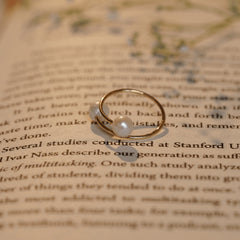 Unique Spiral Shape Double Pearl Adjustable Gold Plated Rings