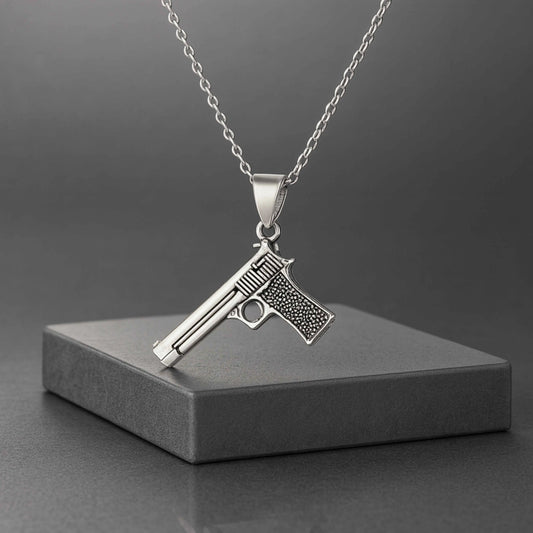 Gun-Shaped Pendant in 925 Sterling Silver