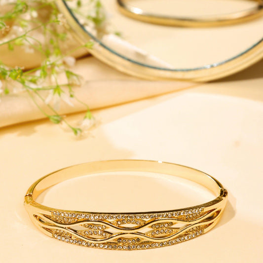 American Diamond Wave Kada Bracelet - Rukhmani