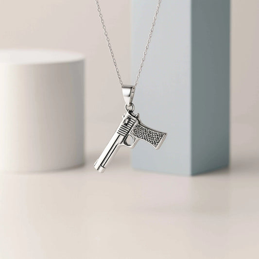 Gun-Shaped Pendant in 925 Sterling Silver