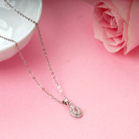 Traditional Design Silver Plated Oval Shape Pendant