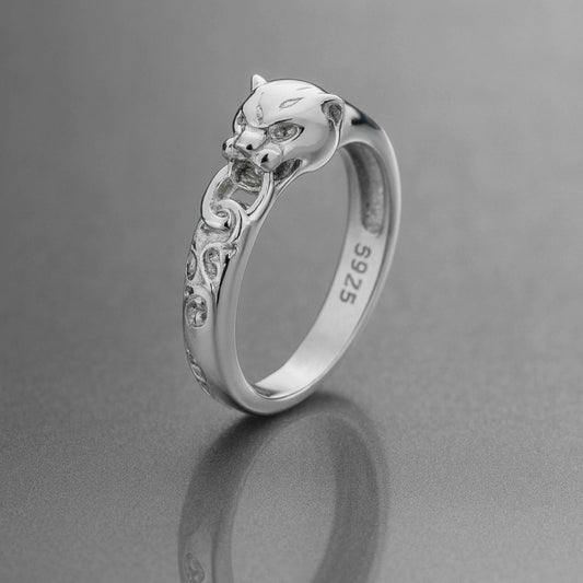 Panther Head Design 925 Sterling Silver Ring