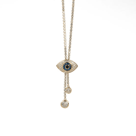 Silver|Gold Diamond Evil Eye Pendant Chain Necklace