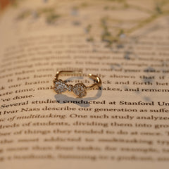 Unique Bow Shape Aron Diamond Adjustable Gold Plated Rings
