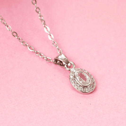 Traditional Design Silver Plated Oval Shape Pendant