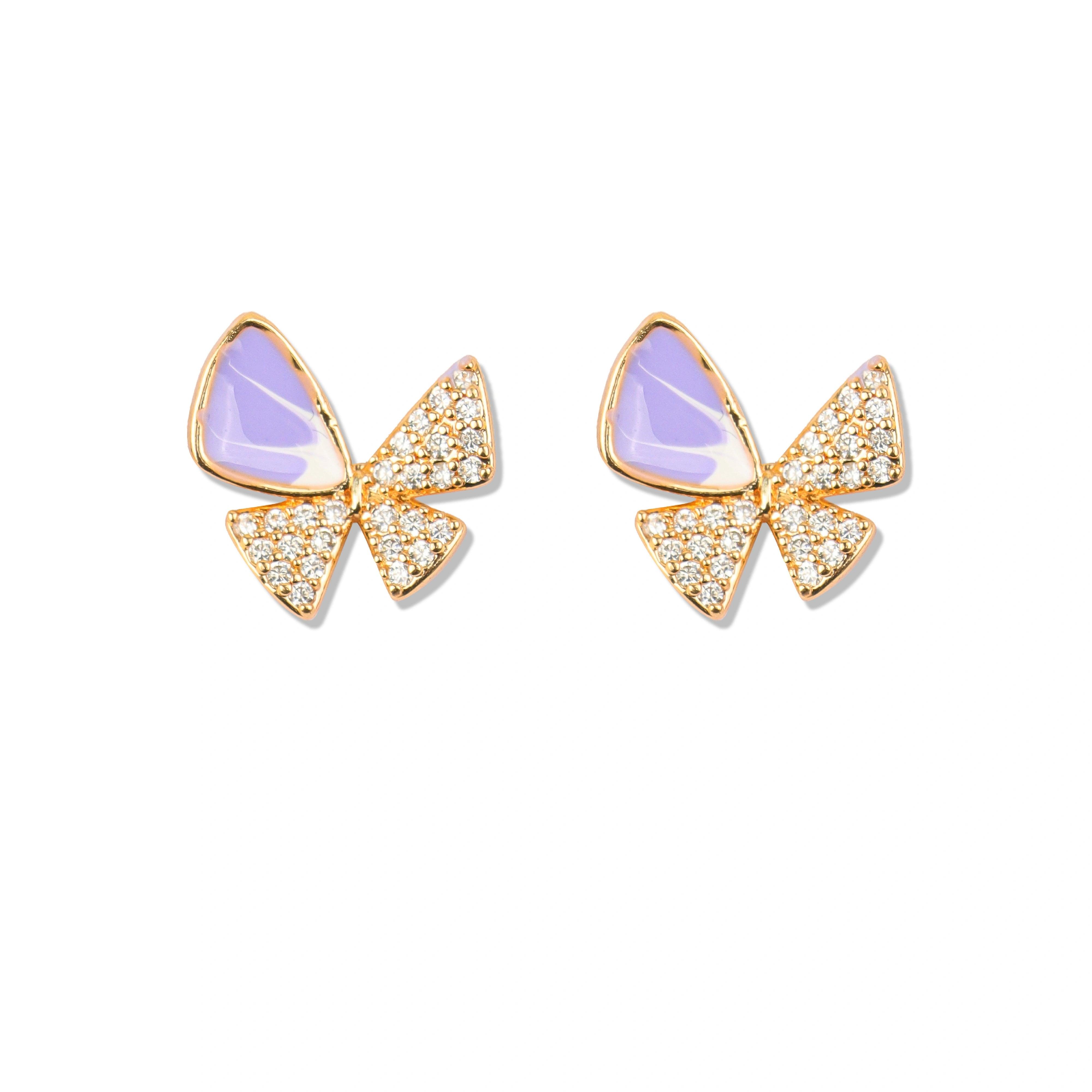 Lilac Butterfly Diamond Studs - Rukhmani