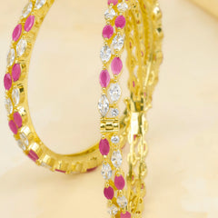 Excellent Design Duet Pink and White Diamond Bangles