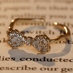 Unique Bow Shape Aron Diamond Adjustable Gold Plated Rings