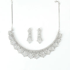 Blooming Rose Diamond Necklace with Earrings - Rukhmani
