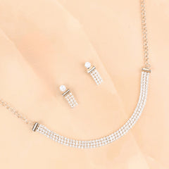 Heirloom Three Line Diamond Necklace with Earrings