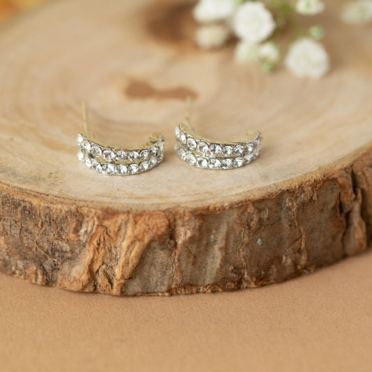 Silver plated American Diamond Stud Earrings - Rukhmani