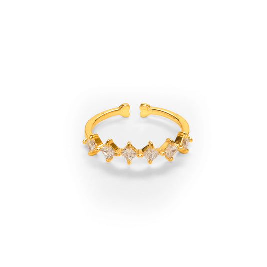 Fancy Hazel  Diamond Gold Plated Adjustable Rings