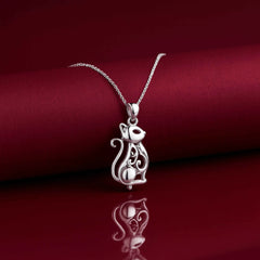 Cat Outline Pendant in 925 Sterling Silver