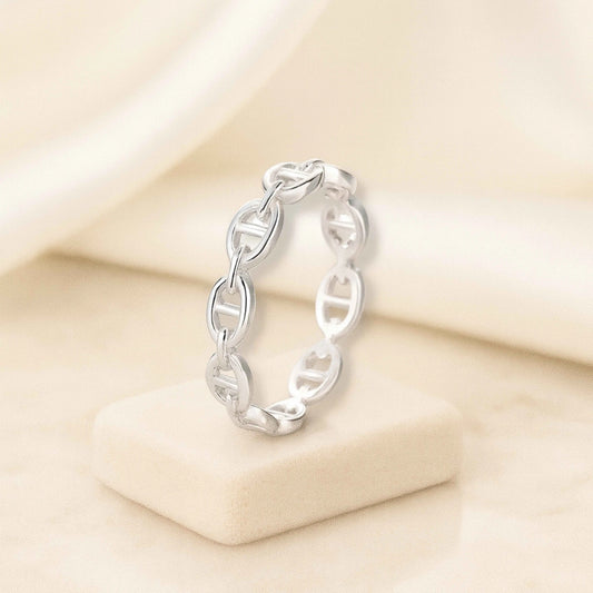 Link Chain Band Ring – 925 Sterling Silver